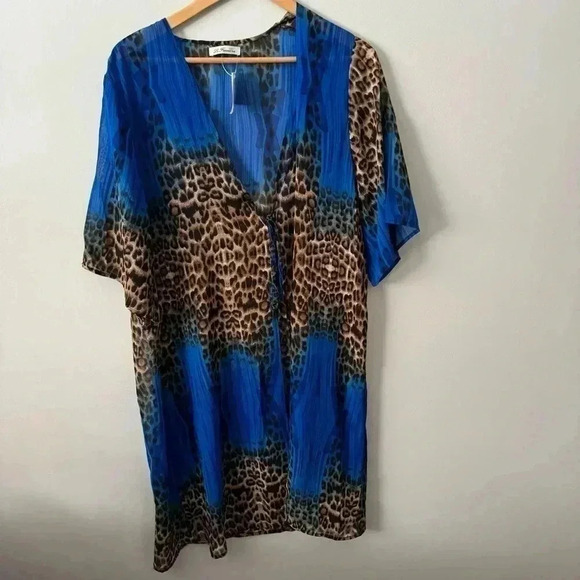 NWT la fiorentina Nordstrom Mixed Animal Print Cover-Up Topper - Picture 5 of 7